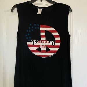 Black Sleeveless Graphic Tee - Yesterday 1965